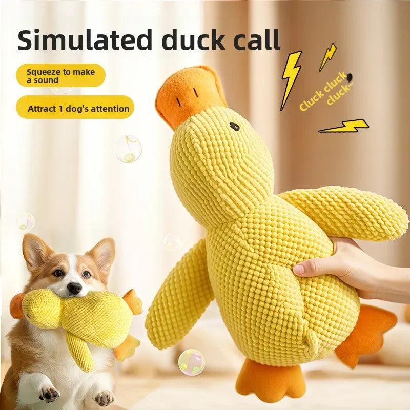 Dog Plush Calming Duck Squeaky Toy - Durable Puppy Sleep Companion - My Pet Serenity