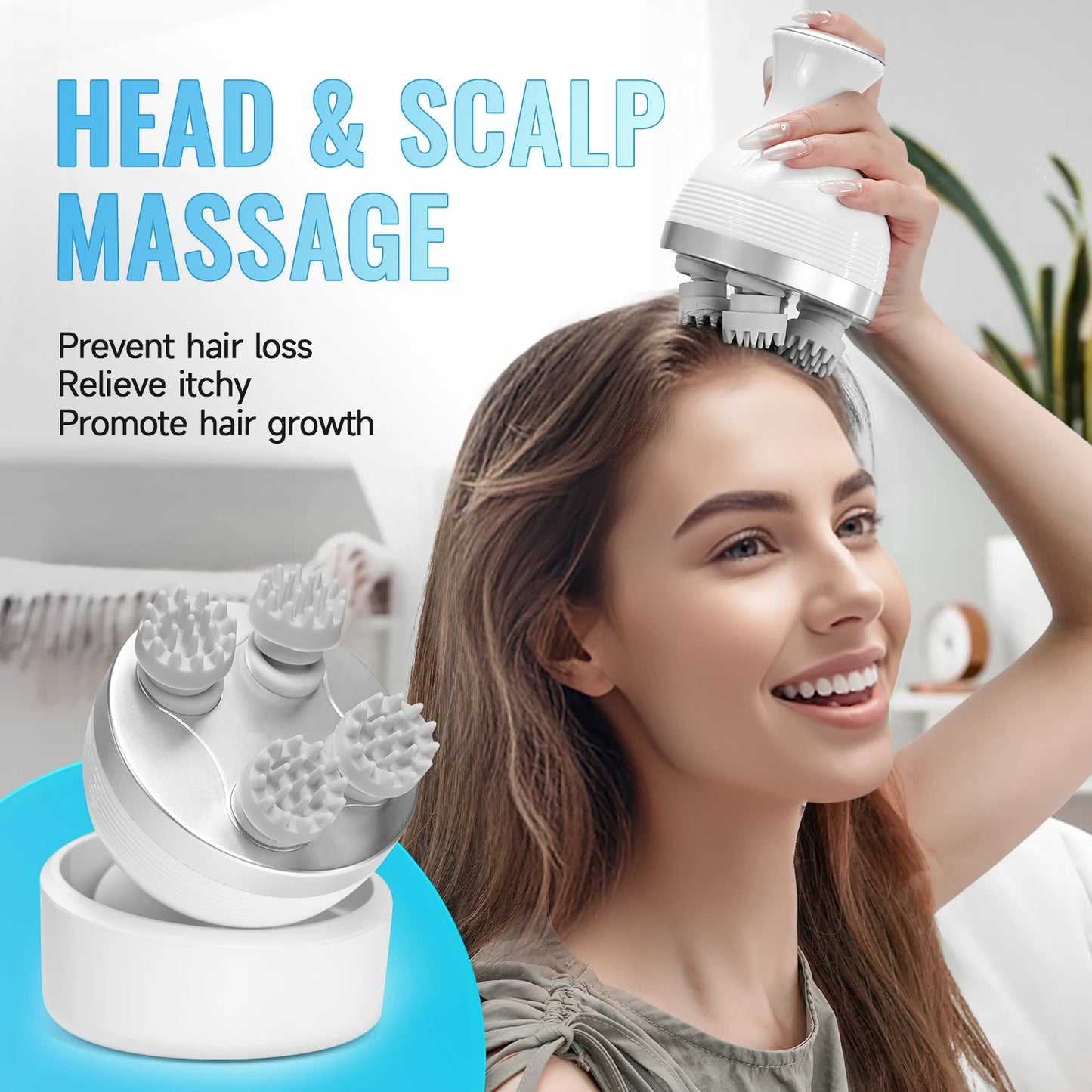 Wireless Electric Head Scalp Massager for Neck and Body, 4-Kneading - My Pet Serenity