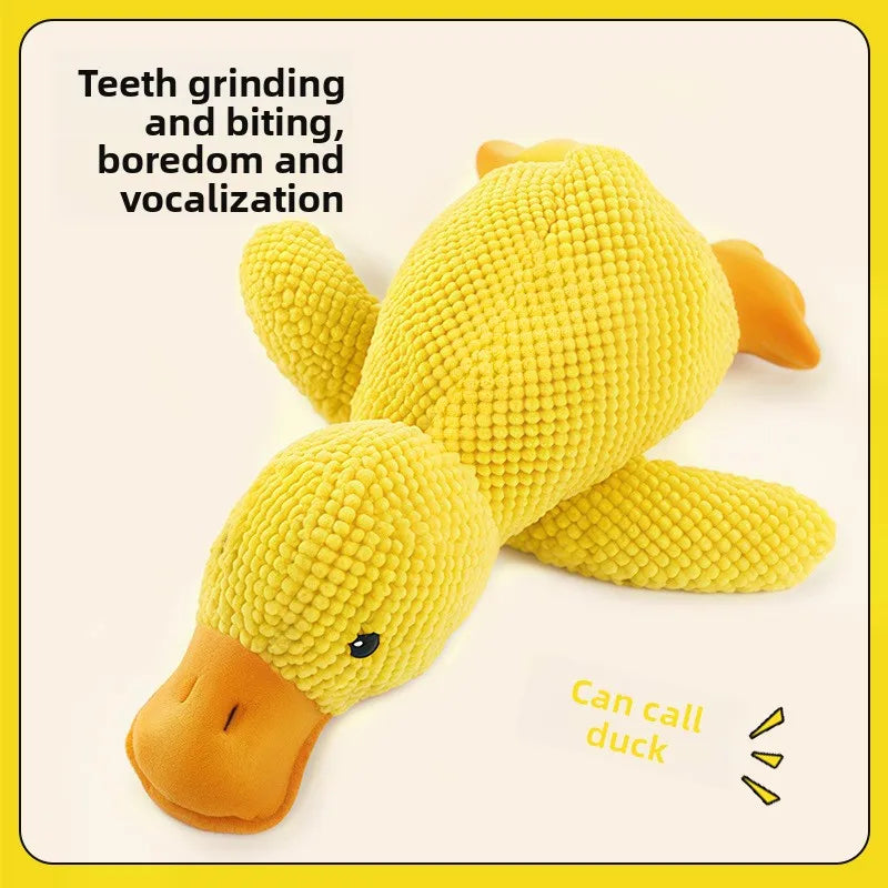 Dog Plush Calming Duck Squeaky Toy - Durable Puppy Sleep Companion - My Pet Serenity