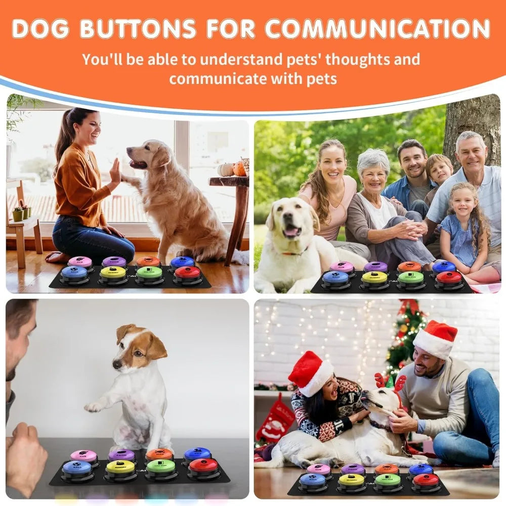 Dog Talking Buttons for Communication - 8 Recordable Buttons, Mat - My Pet Serenity