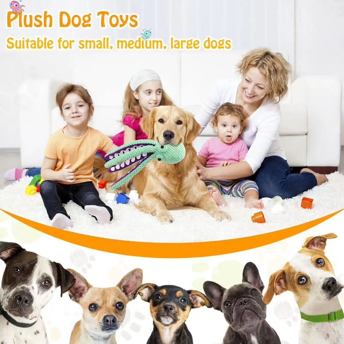 Dog Plush Octopus Toy - Sound, Durable Toy for Large & Small Dogs - My Pet Serenity