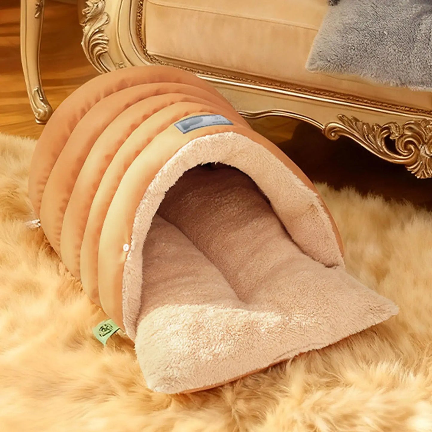 Semi-Enclosed Pet Cave Bed for Cats & Small Dogs Warm Windproof Nest - My Pet Serenity