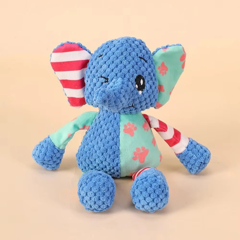 Dog Plush Toy Elephant Squeaky Chew, Bite-Resistant Teething Toy - My Pet Serenity
