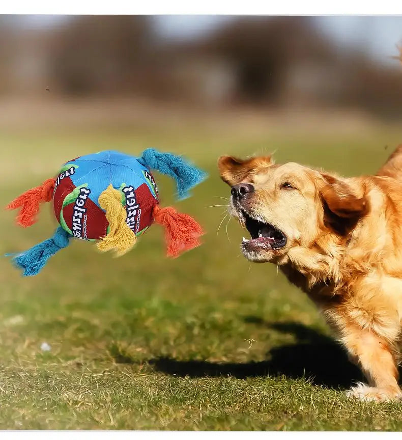 Rainbow Twist Candy Dog Chew Toy with Squeaker - Bite-Resistant - My Pet Serenity