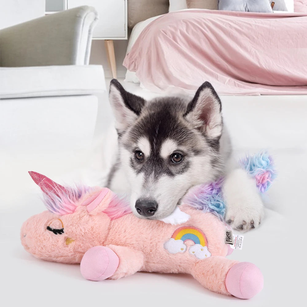 Puppy Plush Unicorn Dog Toy Heartbeat Sound - Sleep Aid, Durable - My Pet Serenity