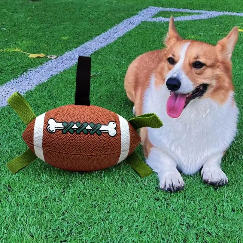 Durable Rubber Dog Soccer Ball for All Breeds Indoor/Outdoor Bone Toy - My Pet Serenity
