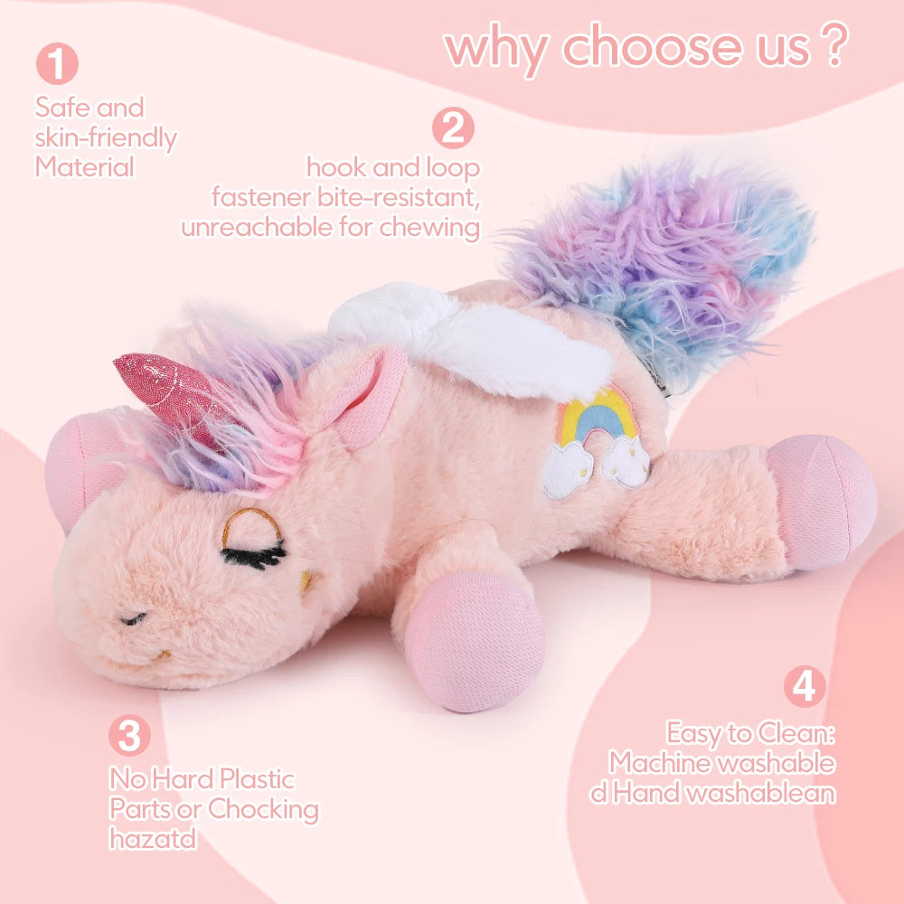 Puppy Plush Unicorn Dog Toy Heartbeat Sound - Sleep Aid, Durable - My Pet Serenity