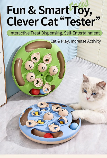 Cat Puzzle Toy Slow Feeder for Indoor Cats, Interactive Turntable - My Pet Serenity