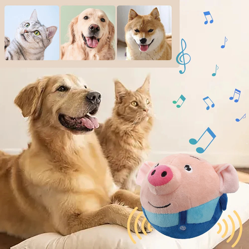 Plush Automatic Bouncing Dog Toy, Bite-Resistant Squeaky for Small Dog - My Pet Serenity
