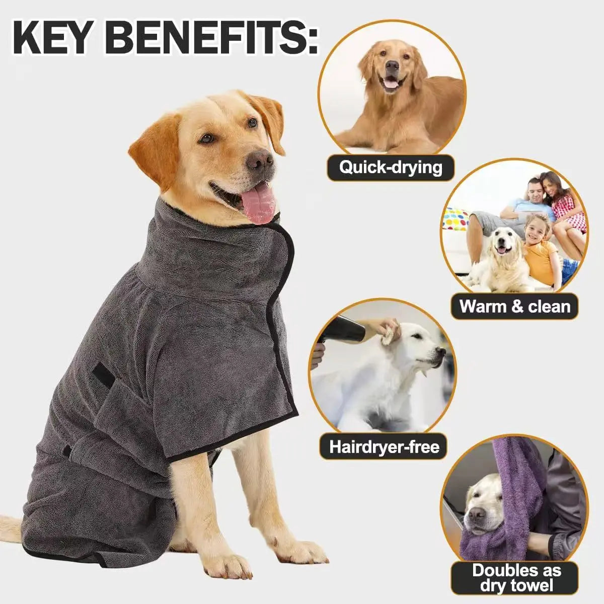 Dog Bathrobe Set Quick-Dry Pet Towel for Cold Weather Beach Use - My Pet Serenity