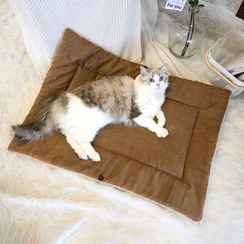 Warm Thick Cat Bed, Foldable Pet Mat for Cats and Small Dogs, Indoor - My Pet Serenity