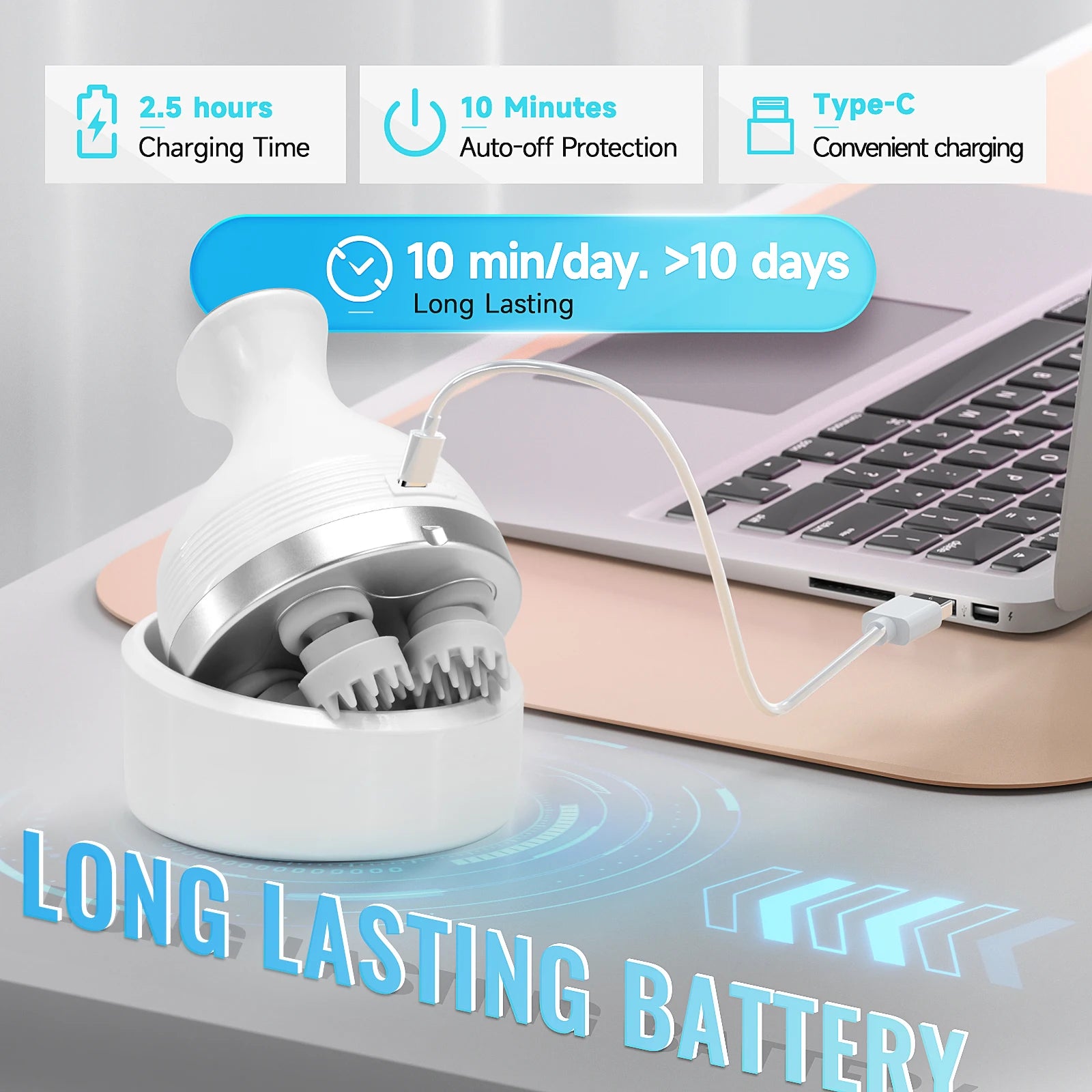 Wireless Electric Head Scalp Massager for Neck and Body, 4-Kneading - My Pet Serenity