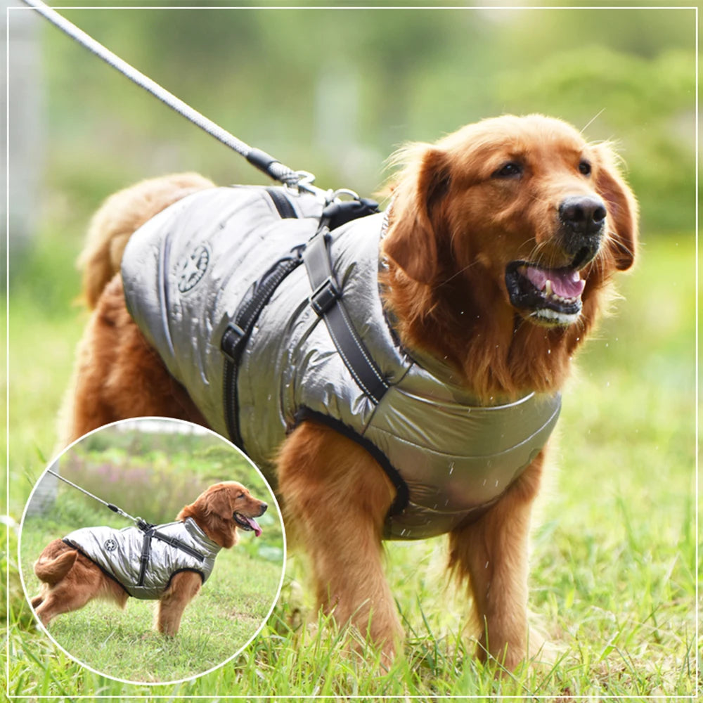 Winter Waterproof Dog Jacket with Harness - Large Breed Coat - My Pet Serenity