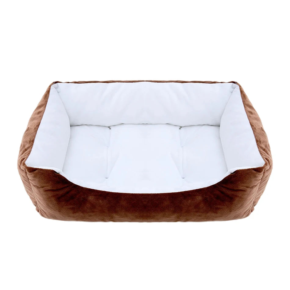 Square Plush Dog Cat Bed - Medium/Small Calming Kennel Sofa Cushion - My Pet Serenity