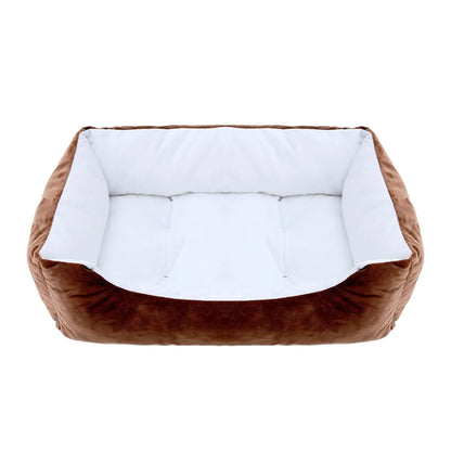 Square Plush Dog Cat Bed - Medium/Small Calming Kennel Sofa Cushion - My Pet Serenity