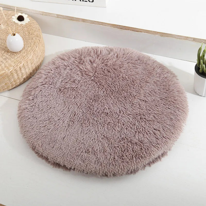 Round Cat & Small Dog Bed - Plush Fleece Sleep Mat, Cozy Nest - My Pet Serenity