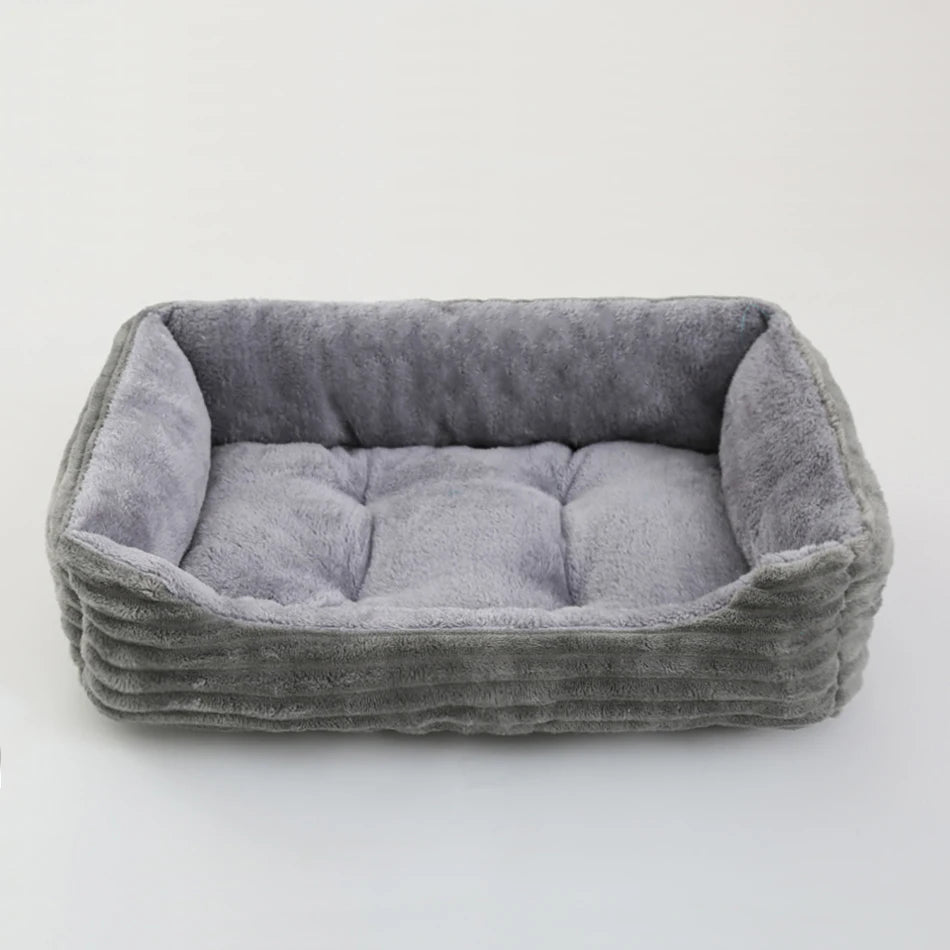 Square Plush Dog Cat Bed - Medium/Small Calming Kennel Sofa Cushion - My Pet Serenity