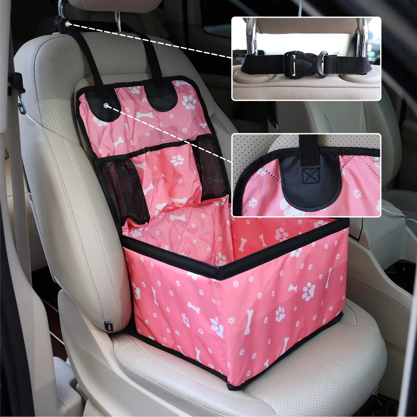 Dog Car Booster Seat with Storage Pockets for Small/Medium Dogs - My Pet Serenity