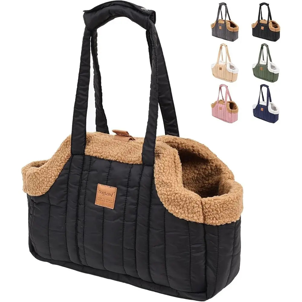 Small Dog Carrier Tote Winter Fleece, Harness Clip, Waterproof Bag - My Pet Serenity