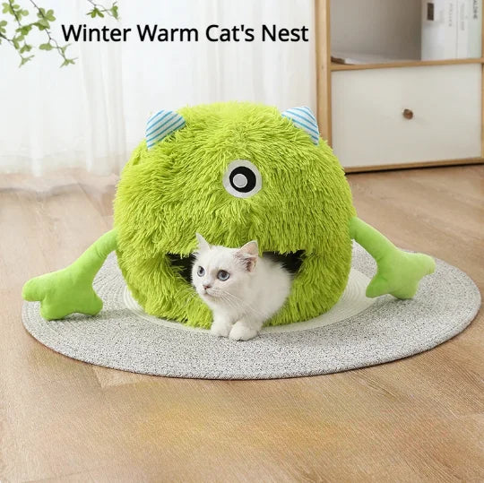Winter Warm Dog Cat Nest Den - Plush Semi-Enclosed Frog Mattress - My Pet Serenity