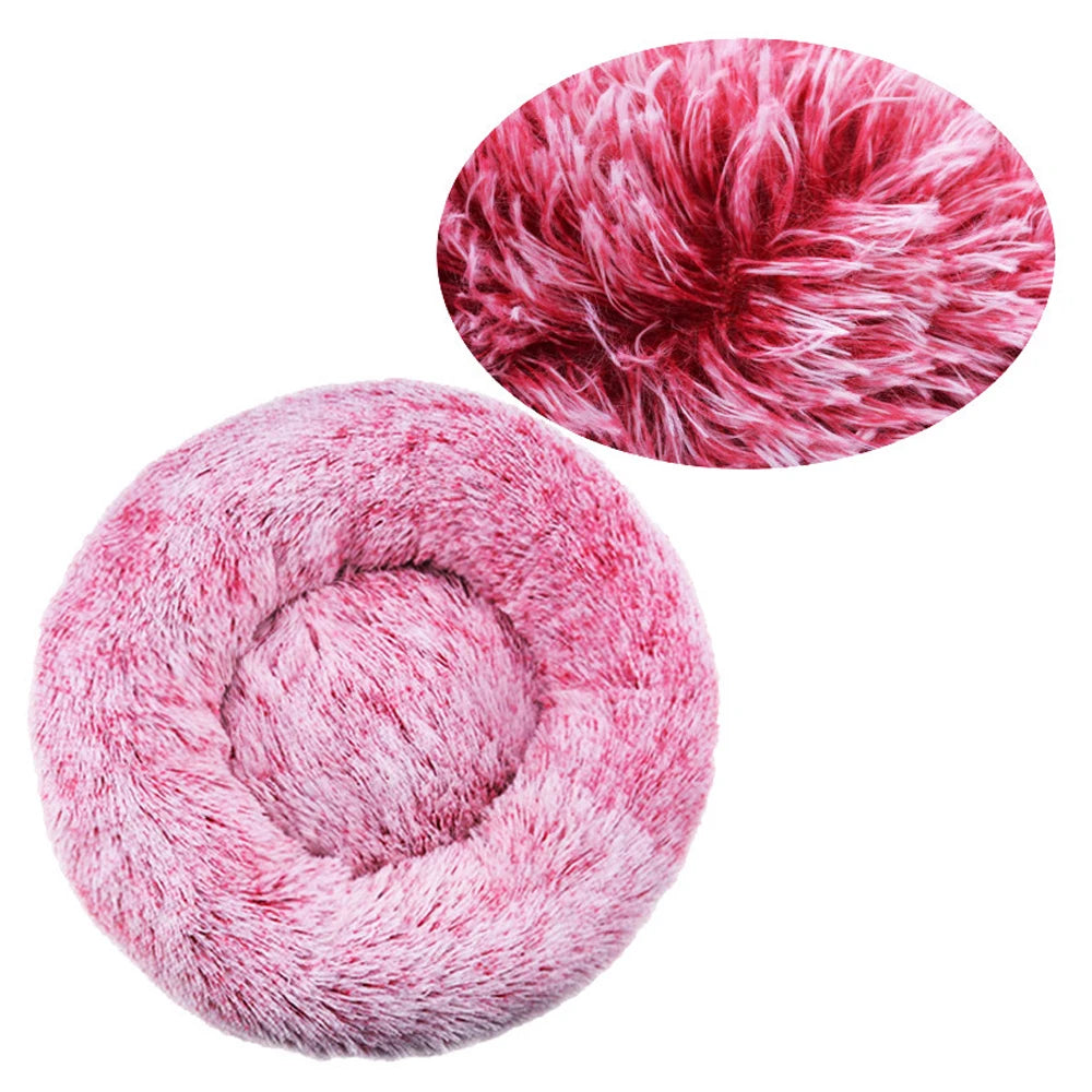 Round Dog and Cat Bed Winter Plush Washable Pet Bed for All Sizes - My Pet Serenity