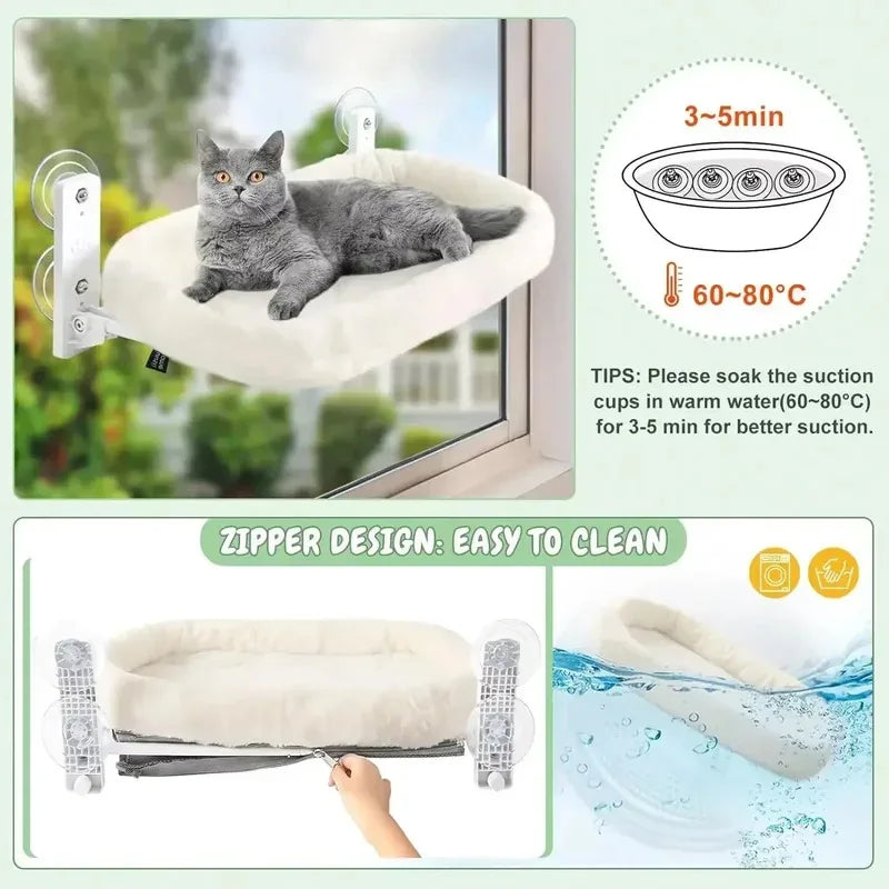 Cat Window Hammock with Suction Cups for Sunlit Window Seat - My Pet Serenity