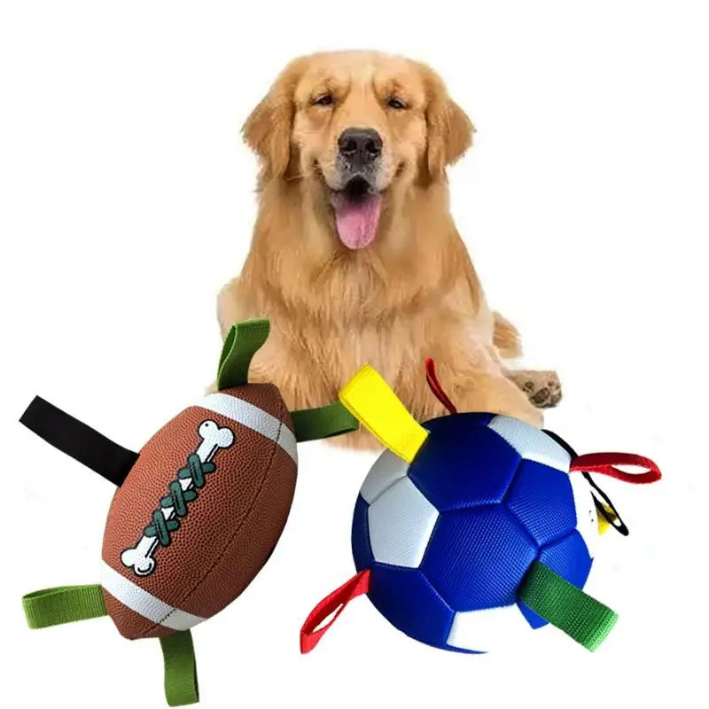 Durable Rubber Dog Soccer Ball for All Breeds Indoor/Outdoor Bone Toy - My Pet Serenity