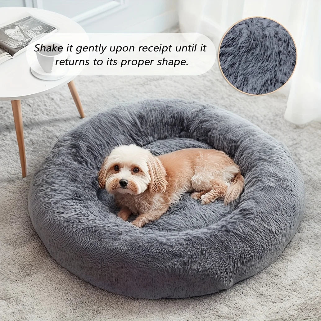 Plush Hooded Pet Bed Round Nest for Cats & Small Dogs, Soft Warm Cave - My Pet Serenity