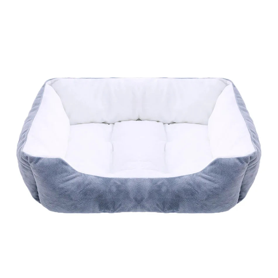 Square Plush Dog Cat Bed - Medium/Small Calming Kennel Sofa Cushion - My Pet Serenity