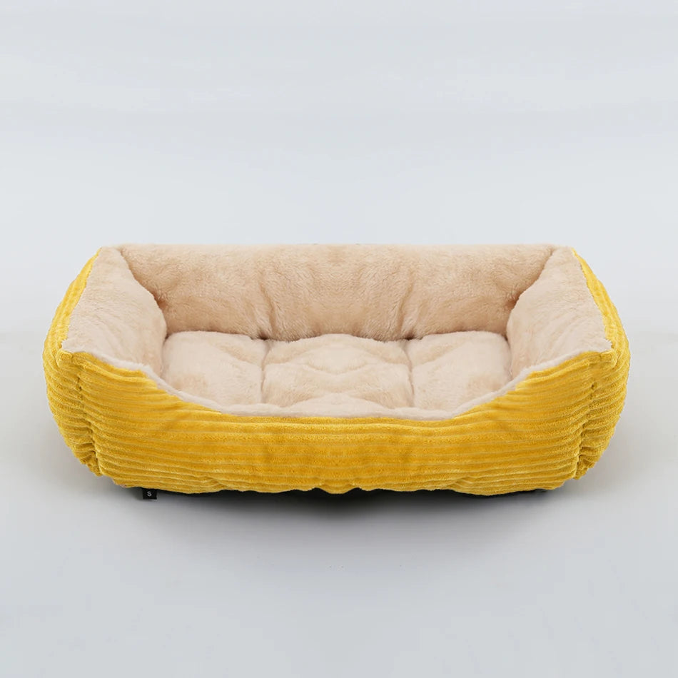 Square Plush Dog Cat Bed - Medium/Small Calming Kennel Sofa Cushion - My Pet Serenity