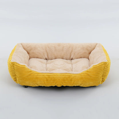 Square Plush Dog Cat Bed - Medium/Small Calming Kennel Sofa Cushion - My Pet Serenity