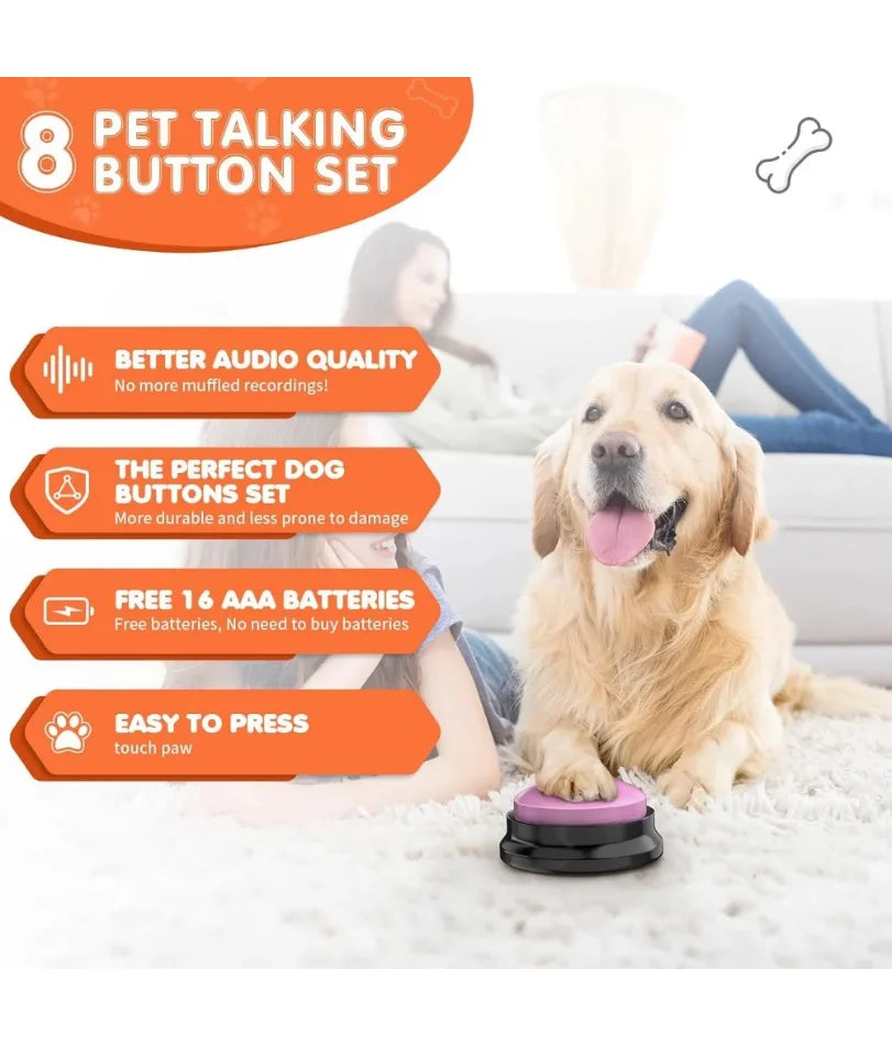 Dog Talking Buttons for Communication - 8 Recordable Buttons, Mat - My Pet Serenity