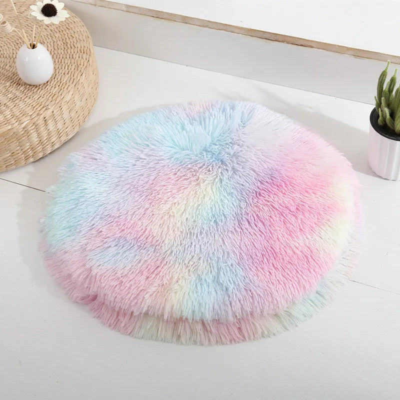 Round Cat & Small Dog Bed - Plush Fleece Sleep Mat, Cozy Nest - My Pet Serenity