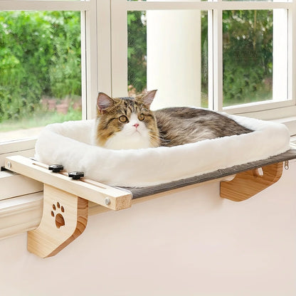 Adjustable Cat Window Perch with Fleece Hammock, Wall/Ceiling Mount - My Pet Serenity