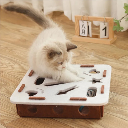 Cat Puzzle Toy Felt Box with Ball Indoor Exercise Toy for Cats - My Pet Serenity