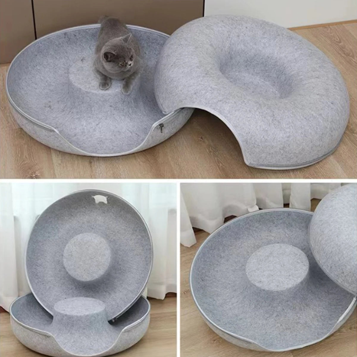 Cat Tunnel Bed - Interactive Felt Indoor Toy for Cats and Kittens - My Pet Serenity