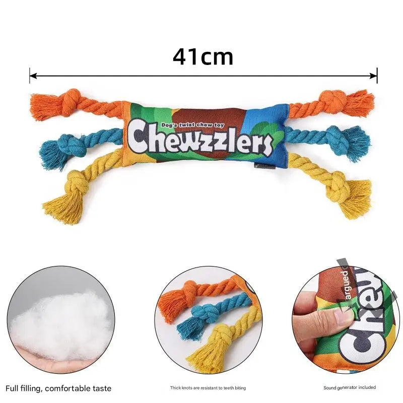 Rainbow Twist Candy Dog Chew Toy with Squeaker - Bite-Resistant - My Pet Serenity