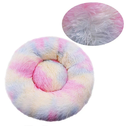 Round Dog and Cat Bed Winter Plush Washable Pet Bed for All Sizes - My Pet Serenity