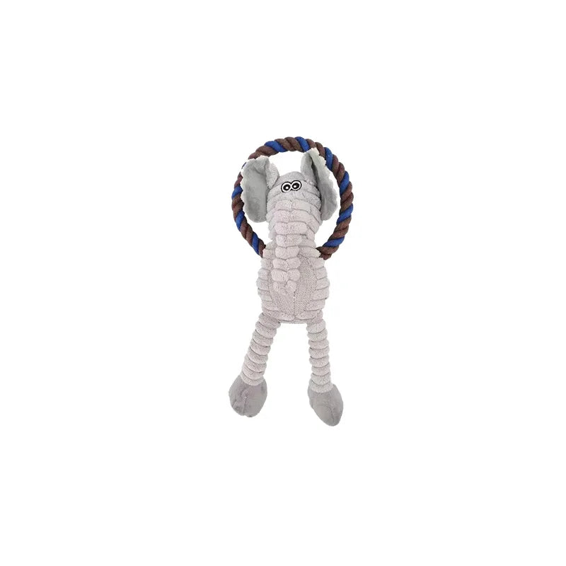 Dog Plush Squeaky Toy Set Lion, Elephant, Monkey – Interactive Chew - My Pet Serenity