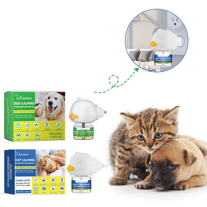 Pet pheromone calming diffuser for cats and dogs plug-in refill spray - My Pet Serenity