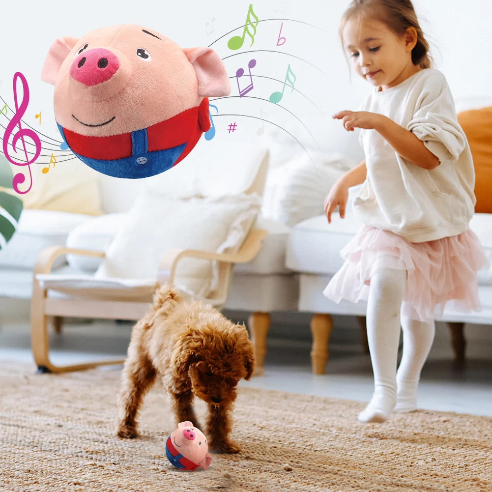 Plush Automatic Bouncing Dog Toy, Bite-Resistant Squeaky for Small Dog - My Pet Serenity
