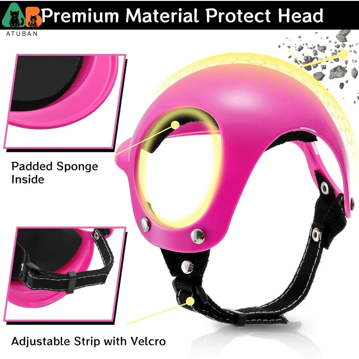 Medium Dog Motorcycle Helmet with Ear Holes, Adjustable Strap - My Pet Serenity