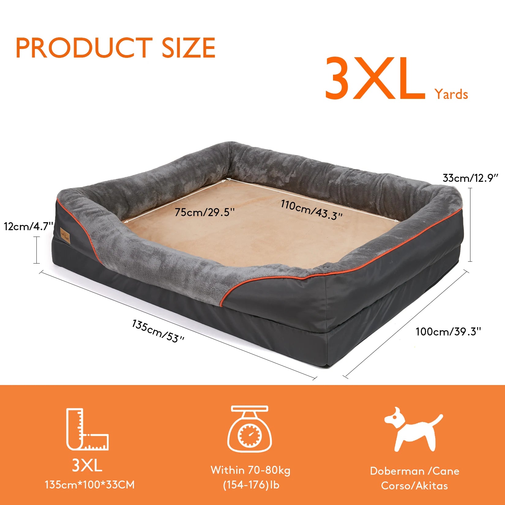 Large orthopedic memory foam dog bed with bolster and waterproof - My Pet Serenity