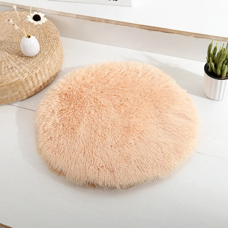 Round Cat & Small Dog Bed - Plush Fleece Sleep Mat, Cozy Nest - My Pet Serenity