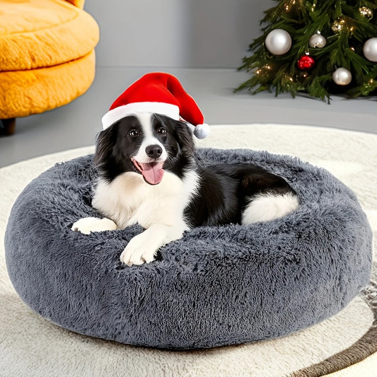 Plush Hooded Pet Bed Round Nest for Cats & Small Dogs, Soft Warm Cave - My Pet Serenity