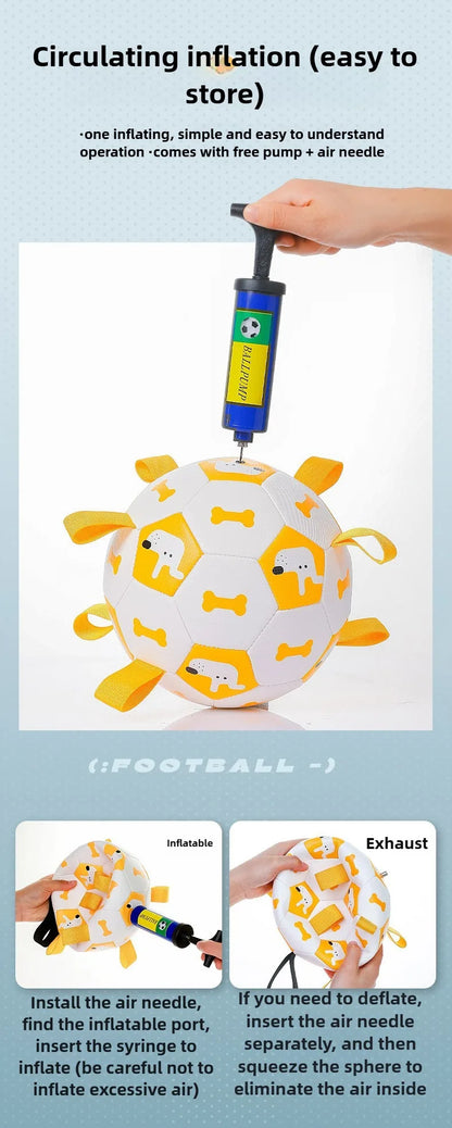 Dog Training Soccer Ball Toy Inflatable Chew-Resistant Squeaky - My Pet Serenity