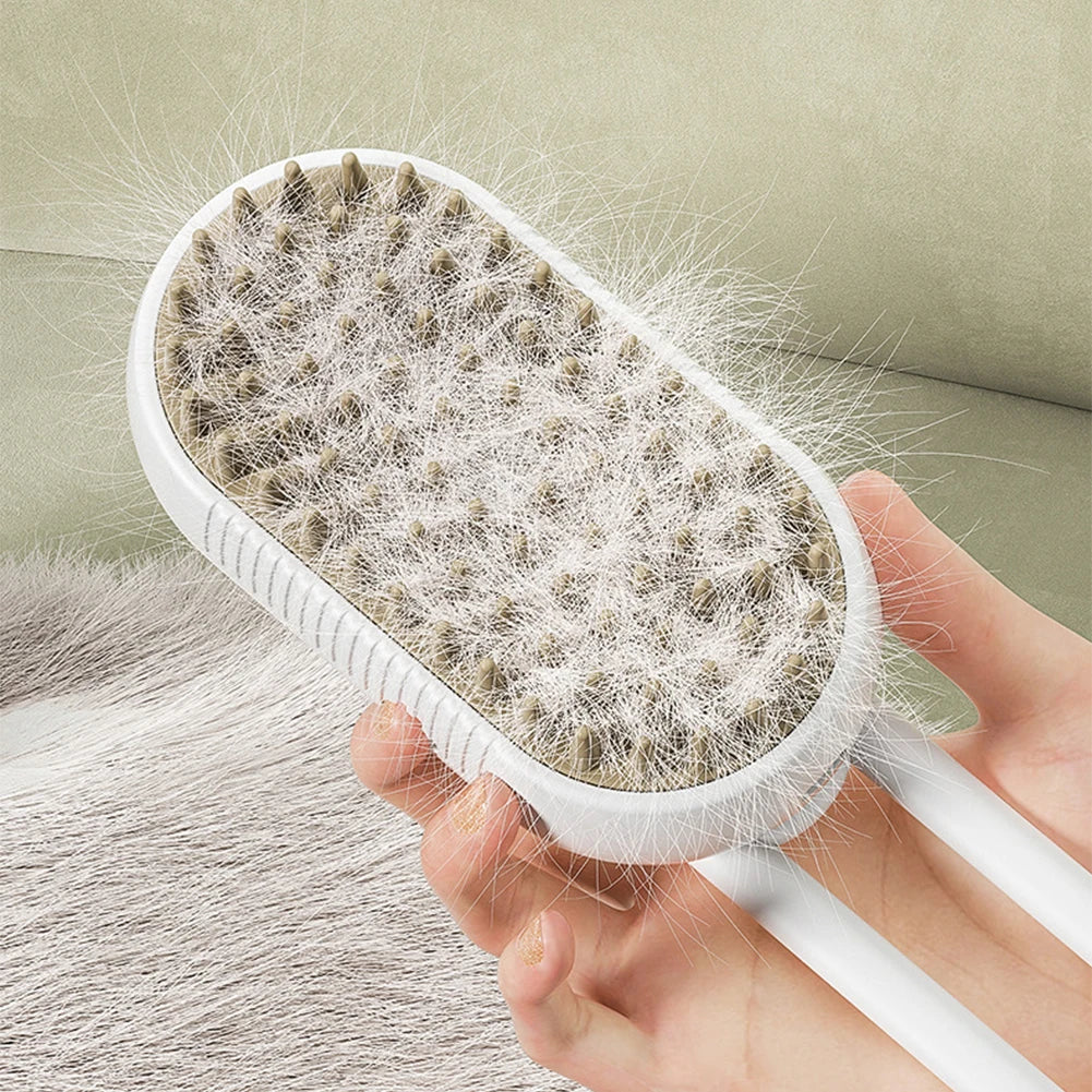 Electric Pet Steam Brush 3-in-1 Hair Removal & Water Spray for Cats - My Pet Serenity