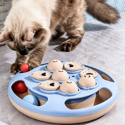 Cat Puzzle Toy Slow Feeder for Indoor Cats, Interactive Turntable - My Pet Serenity
