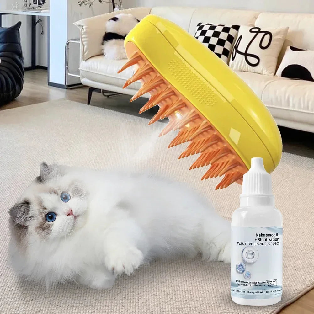 Cat Steam Brush for Grooming and Hair Serum for Pet Cleaning - My Pet Serenity