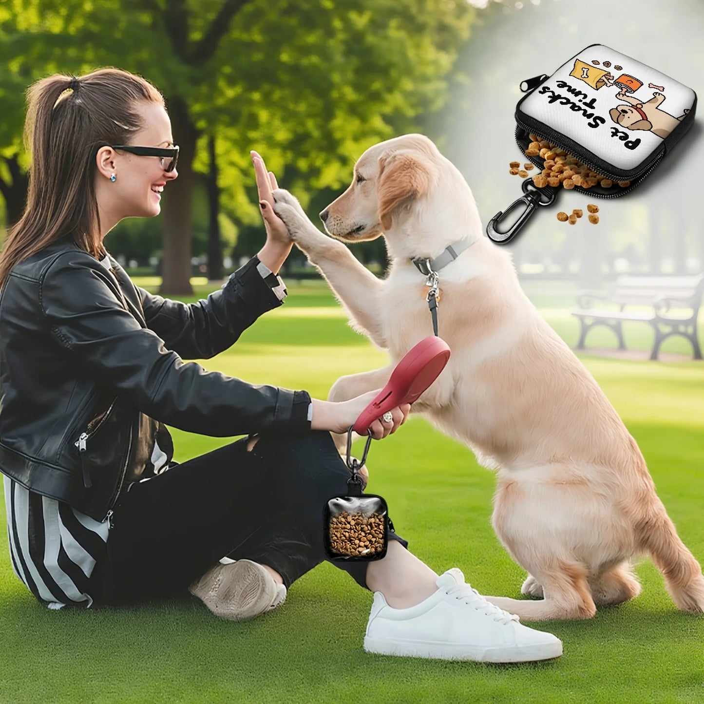 Dog Treat Bag with Hook and Zipper, Training Walking Bag for Puppies - My Pet Serenity